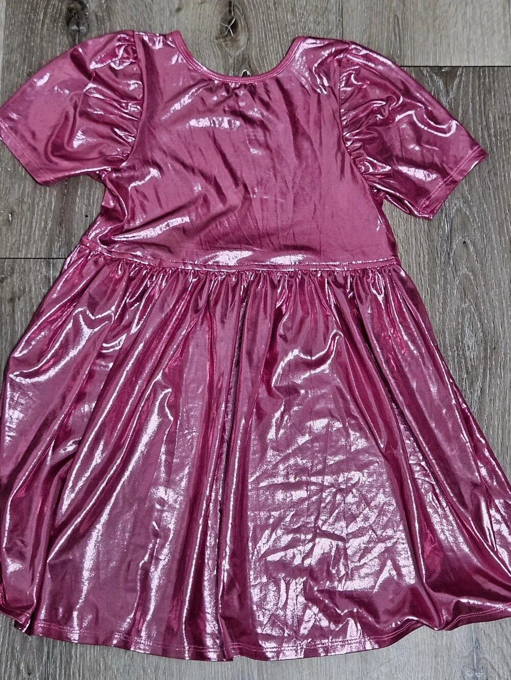 Pink Chicken Metallic Pink Shimmer Lame Steph Dress- Size 8Y
